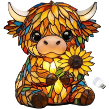 Decorative Resin Highland Cow LED 3D Night Light USB Powered for Home Bedroom UK