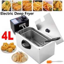 4L Commercial Electric Deep Fryer Fat Chip Frying Pan & Basket Stainless Steel~