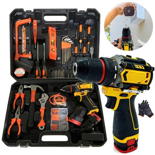 128x 2 Battery Cordless Drill Combi Driver High Power Electric Screwdriver Set