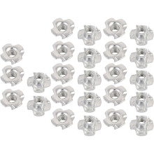 M6 x 8mm Four Pronged Tee Nuts Captive Blind Inserts 25pcs for Wood Furniture