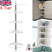 4 Tier Telescopic Bathroom Wall Corner Shelf Rack Shower Caddy Storage Organizer