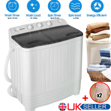 8.5kg Twin Tub Portable Washing Machine Compact Mini Laundry Washer Spin Dryer