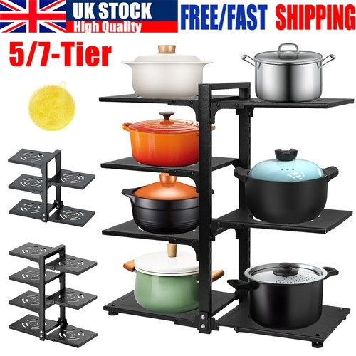 Adjustable Pan Organiser Pot Saucepan Kitchen Storage Rack Holder Sturdy Shelf