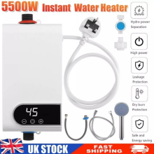 Electric Hot Water Heater Tankless Instant Thermostatic Shower Heater 5500W UK