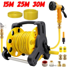 Compact Garden Hose Reel 15M 25M 30M Metres Water Pipe Standing Spray Gun Nozzle