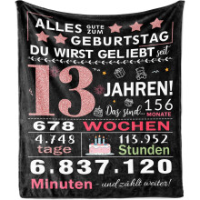 AOWINS Plaid pour ses 13 ans Anniversaire Doux Chaleureux Cadeau 150x130 cm — couverture adolescente, idee cadeau fille