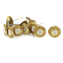 10pcs 3mm 1/8" Shank 25mm Wheel Brass Bristle Brush for Rotary Tool
