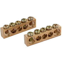 5 Positions Electric Wire Screw Terminal Ground Copper Neutral Bar 2pcs