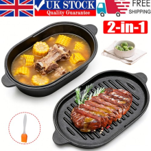 Cast Iron Dutch Oven Pre-Seasoned Cast Iron Pot & Skillet Lid Set Oval Outdoor
