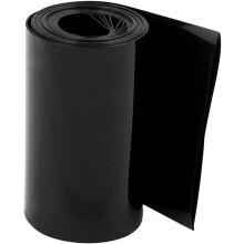 75mm Flat Width 48mm Diameter 5.5M Length PVC Heat Shrink Tube Black for 18650 Battery Pack