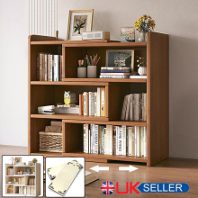 Wooden Shelf Bookcase Shelving 4 Tier Display Storage Unit Stand Stretchable