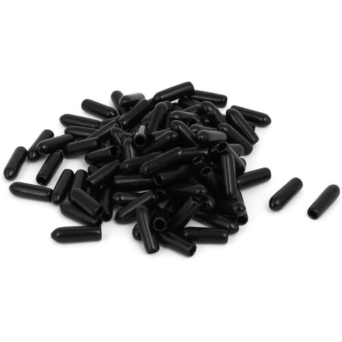 3.5mm Inner Dia Rubber Hose End Cap Screw Thread Protector Cover Black 100pcs