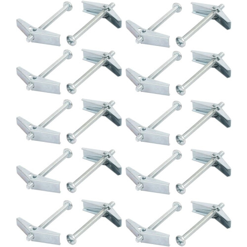 M4 x 50mm Male Thread Spring Loaded Hollow Wall Round Head Toggle Bolt 20pcs