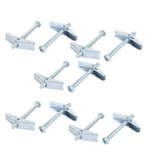 1/4-inch x 3-inch Male Thread Spring Loaded Hollow Wall Round Head Toggle Bolt 10pcs