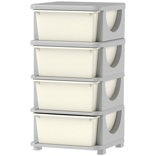 Children Storage Box with 4 Large Drawers Cream White 1