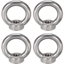 Lifting Eye Nut M10 Female Thread 304 Stainless Steel Round Shape for Rope Fitting Pack of 4