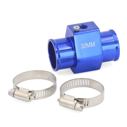 Blue 32mm Water Temp Sensor Adapter Temperature Gauge Joint Pipe Radiator Hose