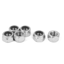 M12x1.25mm 304 Stainless Steel Self-Locking Hex Lock Stop Nut Silver Tone 6pcs