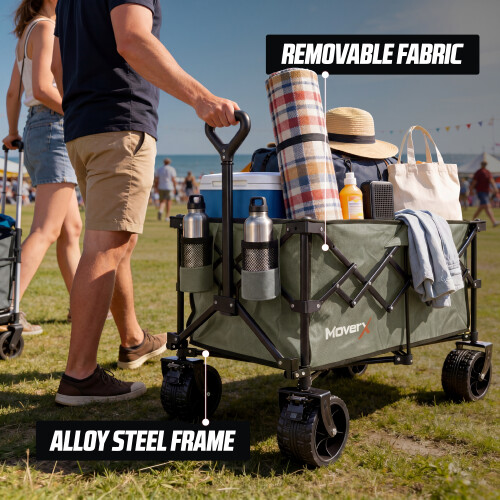 MoverX 200L Folding Festival Wagon - Khaki 1