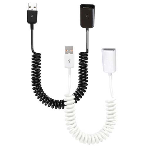 1 m USB 2.0-Stecker auf Buchse, Spiral-Adapterkabel,-Weiß 2