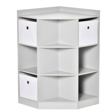 Kids Storage Shelf with 3 Fabric Drawers Anti Tip Grey