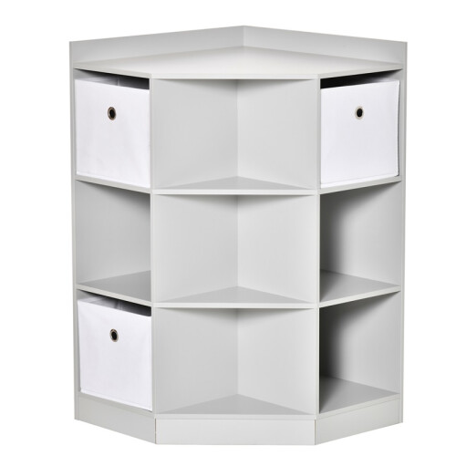 Kids Storage Shelf with 3 Fabric Drawers Anti Tip Grey