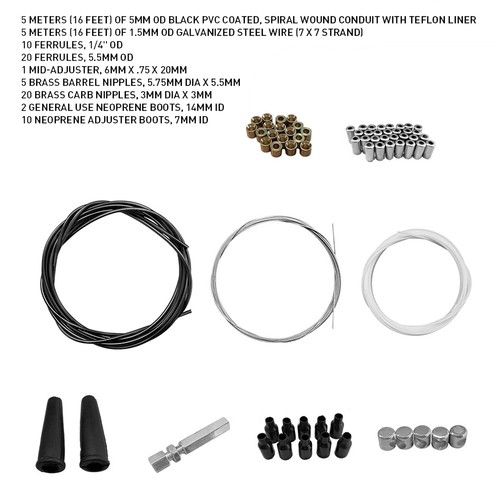 Universal 5 Metres DIY Throttle Cable Kit Nipples Ferrules Motorbike Replacement 2