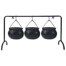 Decorações de Halloween Internas - Conjunto de 3 Tigelas de Caldeirão de Bruxas em Suporte - Decorações de Festa de Halloween