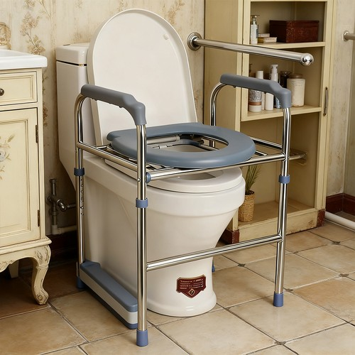 Universal Raised Toilet Seat Frame Stainless Steel Adjustable Riser for Elderly 2