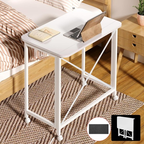 80*40cm Compact And Portable Side Table with a Storage Shelf 4-Wheel Mobile Desk 2