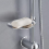 Large Shower Kit Twin Head Waterfall Chrome Adjust Riser Rail Chrome Square Set 3