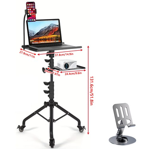 Portable Adjustable Laptop Projector Stand Table Tripod w/Wheels Height Adjust 1