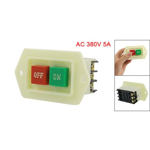Grinding Machine On/Off Push Button Switch, AC 380V, 5 Amp 2