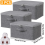 3PCS Large Foldable Canvas Storage Boxes Folding Fabric Clothes Baskets with Lid 2