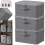 3PCS Large Foldable Canvas Storage Boxes Folding Fabric Clothes Baskets with Lid 3