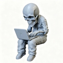 Skeleton Figurine Desk Ornament Forever Working Funny Desktop Decor Figurine Gift for Workers, Gamers