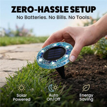 4 Pk Mosaic Solar Lights Outdoor LED Disk Pathway Lights for Landscape, Yard, Driveway, Patio, Walkway Path