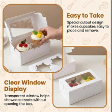 Scatole per Cupcake Bianche A 2 Cavità con Finestra Trasparente, Scatole per Dolci In Carta, 2 Supporti per Cupcake per Muffin, Torte, Regali da