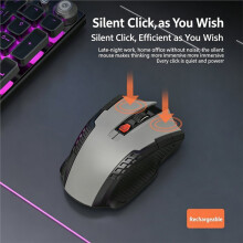 Dual Mode BT&2.4G Draadloze Stille Gaming Muis, Ergonomische 6 Knoppen Aanpasbare DPI Oplaadbare Gaming Muizen voor PC Laptop