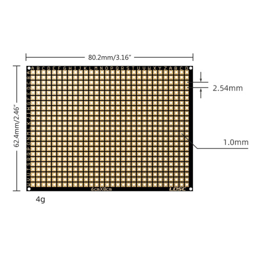 Double Sided FR4 Laminate PCB Circuit Board 60x80mm Prototyping 2