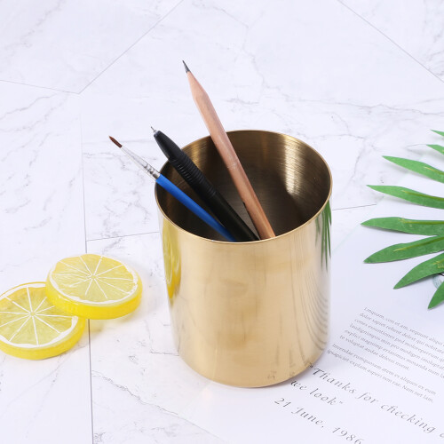 Goldener Stift- und Bleistifttopfhalter, Behälter,-Gold 2