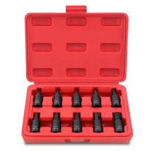 10PC 3/8" Drive Socket Set H3-14/T20-60 with Red Case, Professional Torx/Hex Tool Kit for Auto Maintenance Torx Type