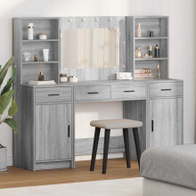 vidaXL Schminktischset mit LED 3 stk. Graues Sonoma Holzwerkstoff
