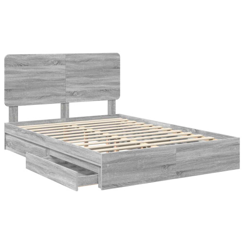 VidaXL vidaXL Storage Bed Grey Sonoma 150 x 200 cm Engineered Wood 2