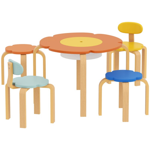 Kindertisch- und Stuhlset mit Aufbewahrungstasche, Blumendesign 1
