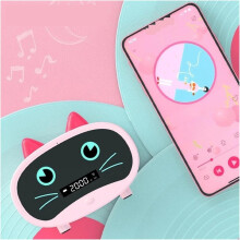 Kids Wake-Up Light Cute Cartoon Cat Portable Alarm Clock Sleep Trainer C4