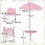 Kindertischset mit 2 Klappstühlen und Sonnenschirm, rosa 5