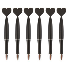 6 stylos à bille en forme de cœur pour la saint-valentin,-Noir