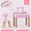Kids Dressing Table Set with Stool Bear Mirror Pink 5