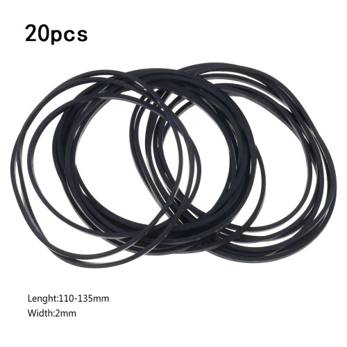 20x Mix Cassette Tape Machine Belts Assorted-Black 110-145mm